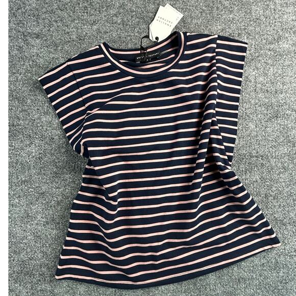 English Factory Tops - English Factory Womens M Navy Pink Stripe Sleeveless T-Shirt NWT